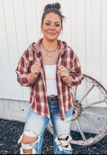 Mountain Morning Plaid Shacket {Red}