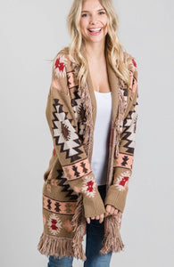 The Dutton Fringe Cardigan {Tan}