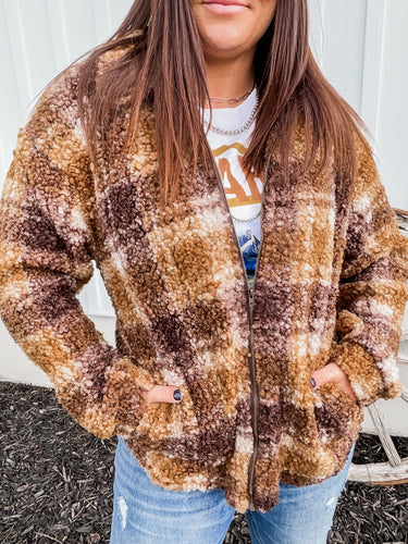 It’s All Gravy Sherpa Jacket {Brown}