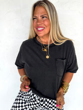 Regan Raw Hem Semi-Crop Tee {Black}