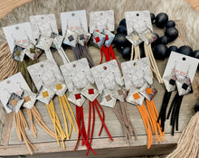Square Concho Leather Tassel Earrings