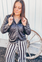 Leather Luxe Button Up Top {Midnight}