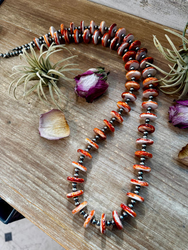 NFR Collection Necklace – 6mm Sterling Silver Pearls with 16mm Spiny Oyster – 38