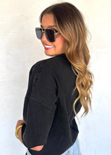 Regan Raw Hem Semi-Crop Tee {Black}