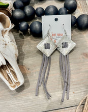 Square Concho Leather Tassel Earrings