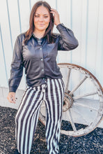 Leather Luxe Button Up Top {Midnight}