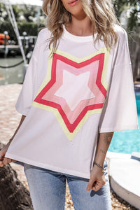 Halle Star Patched Half Sleeve Oversized Tee