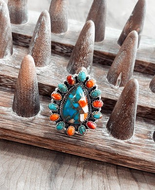 Turquoise & Spiny Oyster Ring {Size 7}