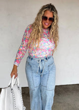 Pink Floral Mesh Long Sleeve
