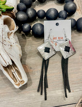 Square Concho Leather Tassel Earrings