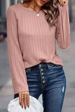 Sawyer Ribbed Round Neck Knit Long Sleeve Top