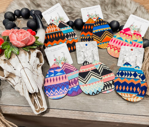 Aztec Wooden Earrings