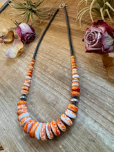 23 inch Graduated Orange Spiny Necklace with Sterling Silver Pearls