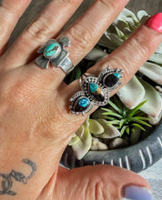 Triple Black Jack Turquoise Ring {Size 8.5}