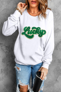 Brinley Chenille Lucky Pattern Sweatshirt