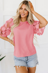 Aliza Applique Mesh Half Sleeve Blouse