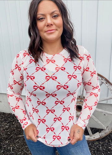 Ribbons & Bows Mesh Long Sleeve
