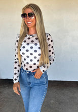 Polka Dot Mesh Long Sleeve