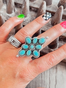 Sleeping Beauty Turquoise Cluster Ring {Size 8}