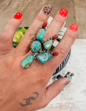 Cactus Turquoise & Coral Ring