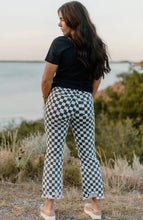 Checkered Distressed Denim Crop Jeans