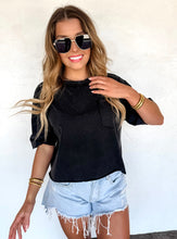 Regan Raw Hem Semi-Crop Tee {Black}