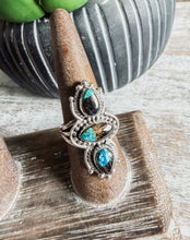 Triple Black Jack Turquoise Ring {Size 8.5}