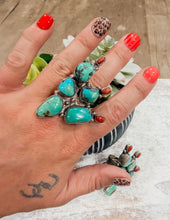 Cactus Turquoise & Coral Ring