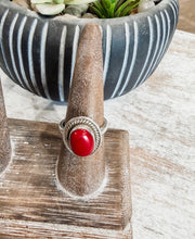 Red Coral Sterling Ring {7.75}