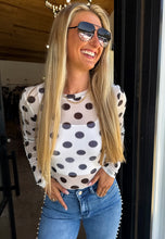 Polka Dot Mesh Long Sleeve