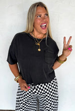 Regan Raw Hem Semi-Crop Tee {Black}