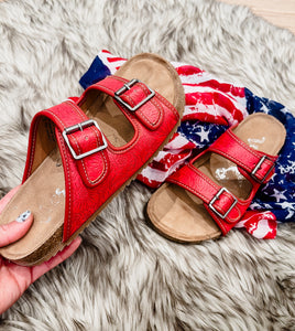 The Berry Tooled Sandals {Red}