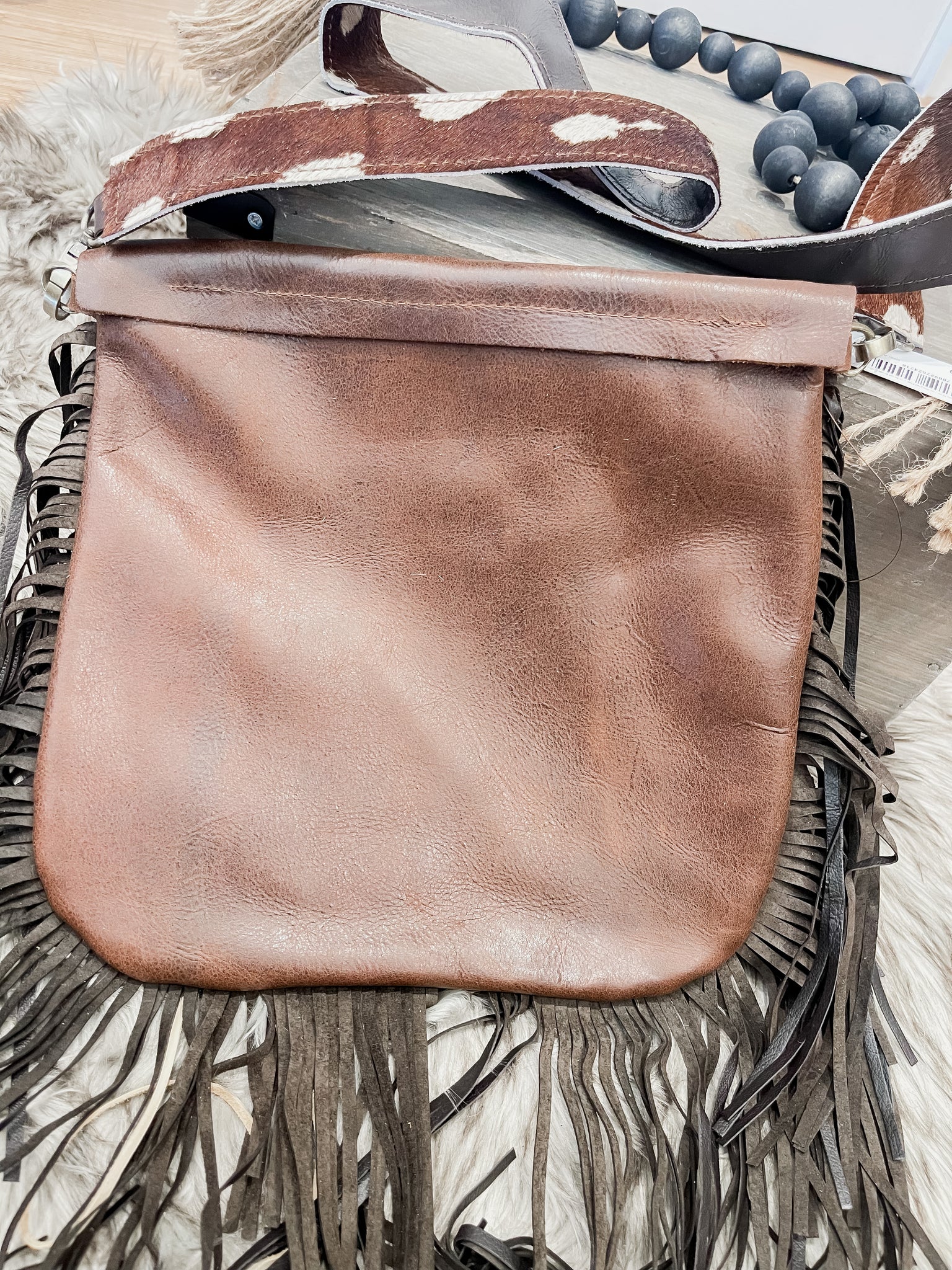 Lucchese | Axis Fringe Flap Crossbody :: Axis Brown