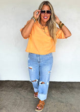 Regan Raw Hem Semi-Crop Tee {Orange}