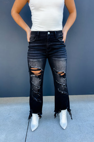 Urban Distressed Black Crop Jeans