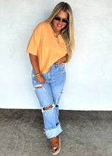 Regan Raw Hem Semi-Crop Tee {Orange}