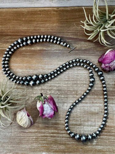 NFR Collection Necklace – Graduated Sterling Silver Pearls 8mm to 14mm  46.5