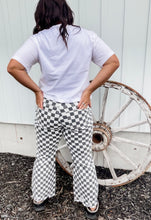 Checkered Distressed Denim Crop Jeans