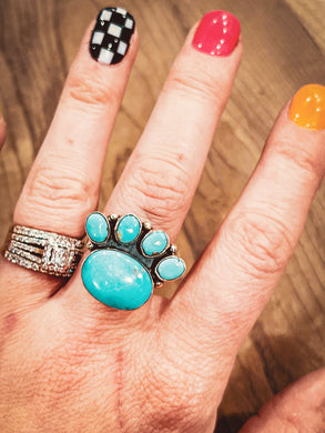 Turquoise Paw Ring {Size 8.5}