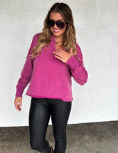 Marley Button Pullover {Fuschia}