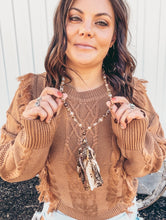 Brown Snakeskin Beaded Tassel Necklace