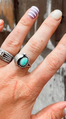 Leaf & Turquoise Ring {Size 8}
