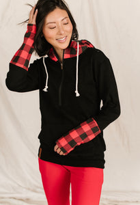 Checks Out-Red Half Zip Hoodie {Ampersand}