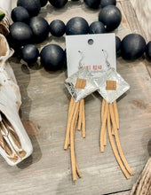 Square Concho Leather Tassel Earrings