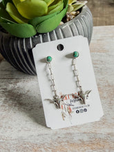 Turquoise & Sterling Steer Drop Earrings