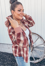 Mountain Morning Plaid Shacket {Red}
