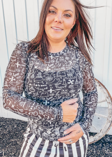 Spooky Halloween Mesh Long Sleeve