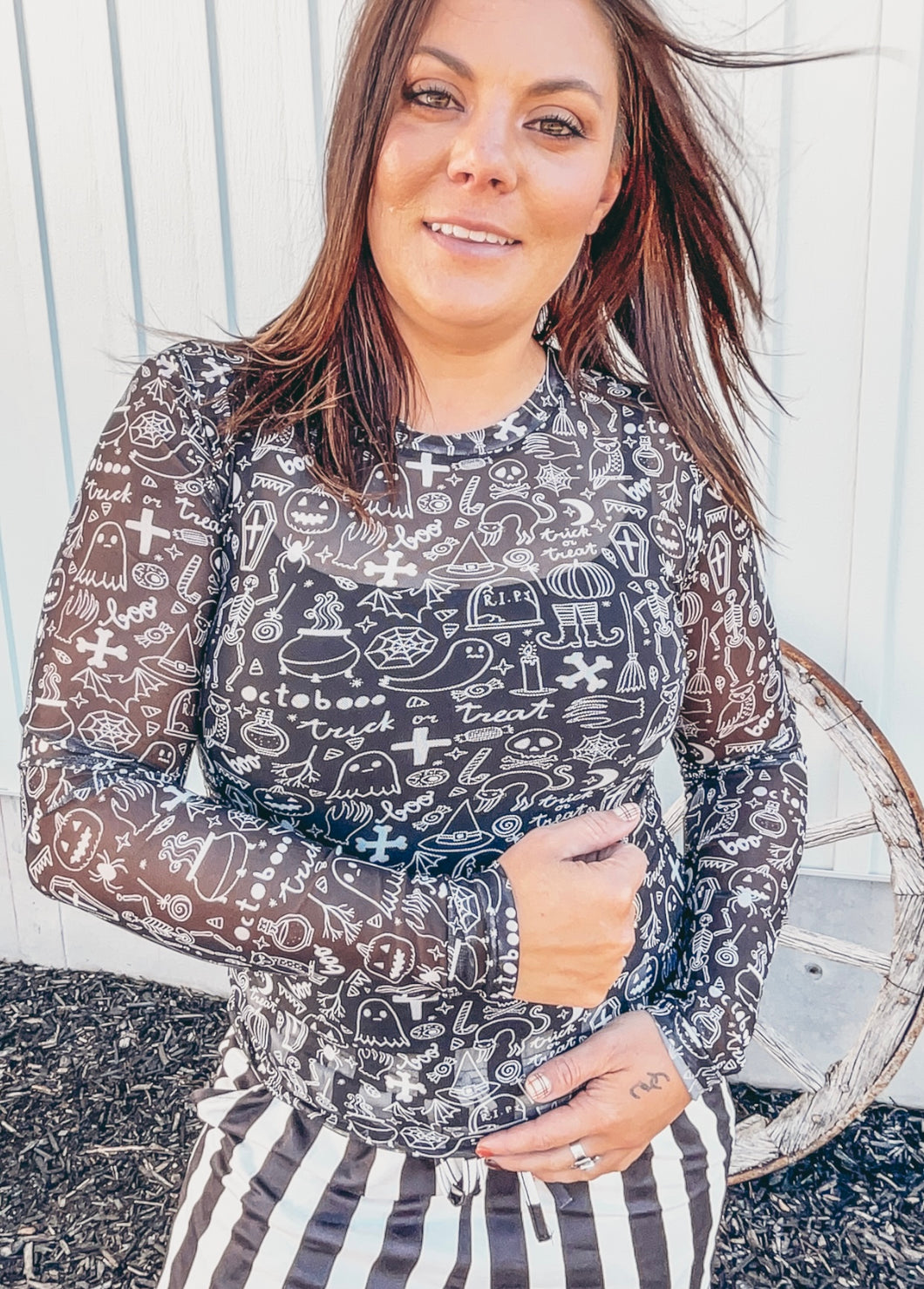 Spooky Halloween Mesh Long Sleeve