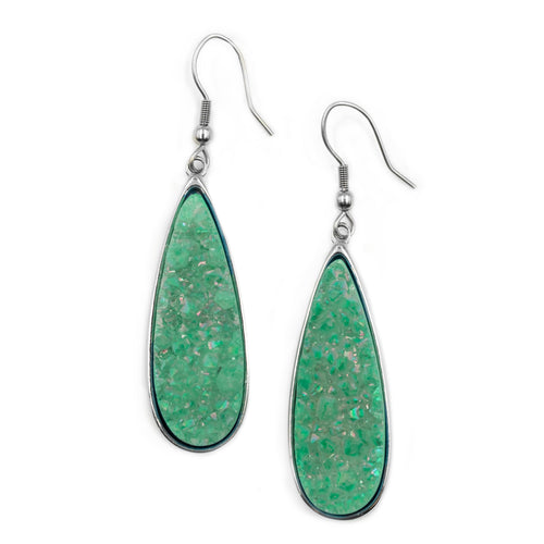 Druzy Collection - Silver Jade Quartz Drop Earrings