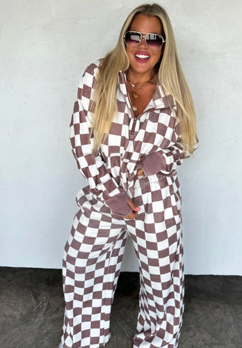Easy Does It Hoodie & Wide Leg Pants {Checkered}